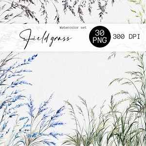 Watercolor Grass Clipart | Field Grass PNG Bundle | Botanical Floral Digital Download - Etsy