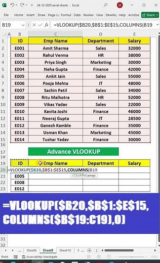 ✅Advance VLookup in Excel |Must Watch💯😱 #excel #office #spreadsheet