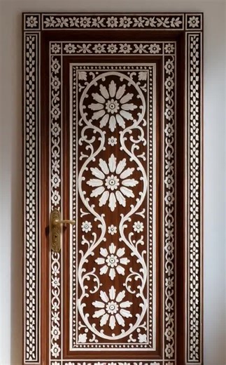 Handmade Wooden Inlay Door • Geometric Floral Design - Etsy