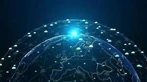 Cloud Computing Cybersecurity digital data technology network connection around the world.