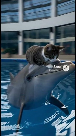 Cat Rides a Dolphin?! 🐱🐬 The Most Unexpected Aquarium Adventure Ever!