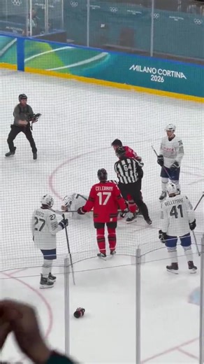 Team Canada's Tom Wilson fighting France's Pierre Crinon after the whistle in the Olympics. Crinon held Wilson down but didn't want to really fight once Wilson got free. It was Crinon pulling on Wilson more, but both received fighting majors. Crinon had previously hit MacKinnon with an elbow to the face. No doubt that's why Wilson went after him. According to Elliotte Friedman , the fighting major assessed to Tom Wilson is not an automatic 1-game suspension. Further supplemental discipline could