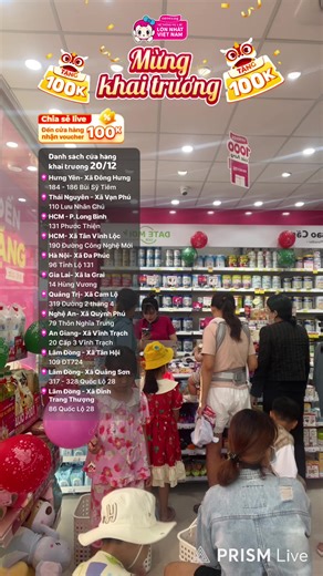 8H - 12H | 20.12 | LIVESTREAM: TẶNG #100K CHO ĐƠN 499K 🥰 Khi Ba Mẹ chia sẻ Livestream độc quyền mừng khai trương siêu thị Con Cưng(*) 💥 Hơn 800 DEAL SỐC khi Ba Mẹ chốt đơn trực tiếp trên livestream 📍 Livestream diễn ra trên Fanpage concung.com ⭐️ Ba Mẹ nhớ lưu lịch để săn deal siêu hời và nhận vô vàn quà hot nhen! Hẹn gặp Ba Mẹ trong buổi livestream vào 20.12 này nha! 👉 Con Cưng gửi Ba Mẹ danh sách siêu thị áp dụng: 📍 Con Cưng Ngã 4 Đông Hưng - Gần chợ Đông Hưng (Gần ngã 4 Đông Hưng, chợ Đô