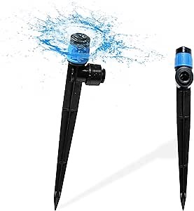 30PCS Push-to-Fit Drip Irrigation Emitters for 1/4 inch Irrigation Tubing, Adjustable 360 Degree Vortex Drip Emitters with Stake, Irrigation Dripper Sprinklers for Drip Irrigation System