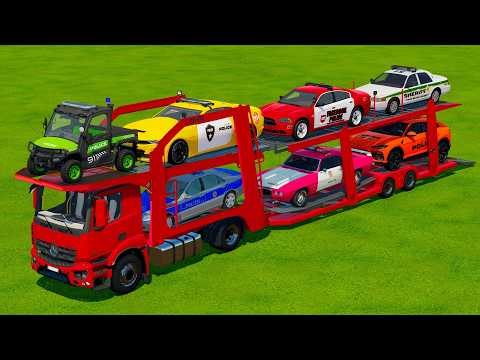 TRANSPORTING POLICE CARS & RUSTY CARS WITH AUTOTRANSPORTER TRUCKS! Farming Simulator 22