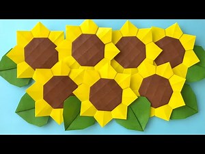 【折り紙】簡単・ひまわりの作り方 花びらは折り紙４枚使用