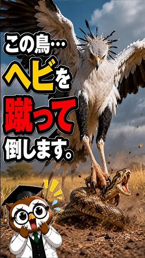 [A bird that kicks!?] The Secretarybird actually defeats snakes with a powerful kick.