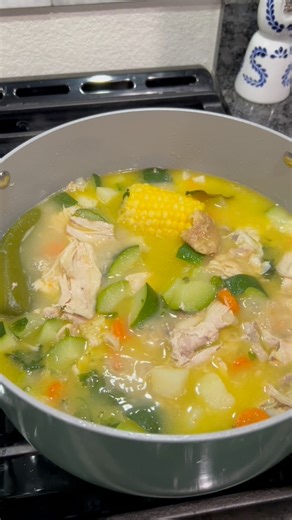 It’s officially soup season 🍂 and nothing hits like a big pot of Caldo de Pollo made in my Caraway Dutch oven - my absolute favorite piece from their cookware line 🤍 Use my promo code: Dinner4myfam to get 10% OFF your very own 🥰 This cozy bowl starts with six chicken thighs (bone-in, skin-on) fried skin-side down in avocado oil, then sautéed with onions and garlic until fragrant. I added about six cups of water, salt, pepper, a scoop of Better Than Bouillon Chicken, and two bay leaves - cover