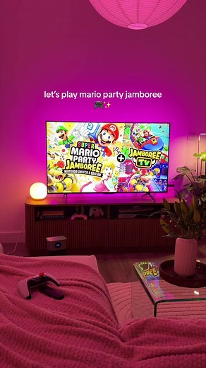 cozy gaming nights >> my friend spent the weekend with me so, it was the perfect opportunity to finally play mario party jamboree! let me know what other 2 player games you like to play ✨ #marioparty #switch2 #cozygaming #girlapartment