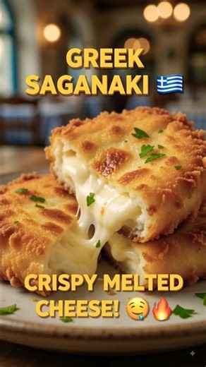Greek Saganaki 🧀🇬🇷 Crispy Fried Cheese You'll Love! #Shorts