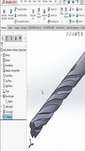 Solidworks End Mill CNC Tool Designining using swept Cut