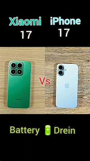 😱 xiaomi 17 vs iPhone 17 battery 🔋 Real Life Battery Drain Test ⚡🤯 #shorts