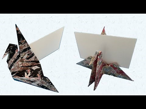 【実用】簡単 鶴の席札/カード立て/カードスタンド How to Make Origami/crane/card/Seat Tag