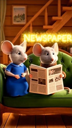Newspaper Lesson with Cozy Mouse Family 🐭📘 | Learn “Newspaper” in English for Kids (Short)