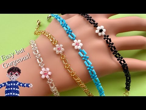 Easy Beaded Flower Bracelet Tutorial with Bugle Beads | Beginner Friendly