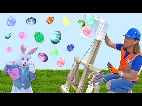 Handyman Hal Builds a Catapult with Tools | Easter Egg Hunt | Learn Tools Fun Videos for Kids
