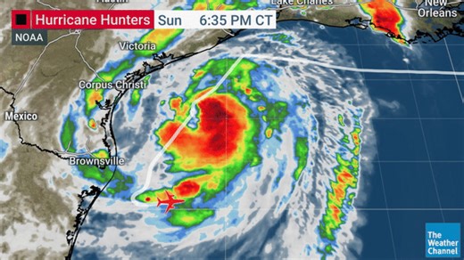 The Hurricane Hunters are flying into Tropical Storm #Beryl and reporting that the storm is intensifying as the sun sets. Tune in to our LIVE coverage all night for the latest updates or download our TV app to stream: https://bit.ly/3UzM2rh | The Weather Channel