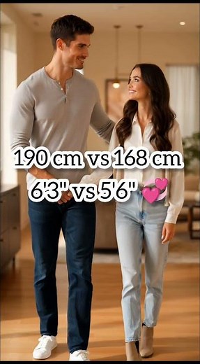190 cm (6'3") vs 168 cm (5'6") 💞