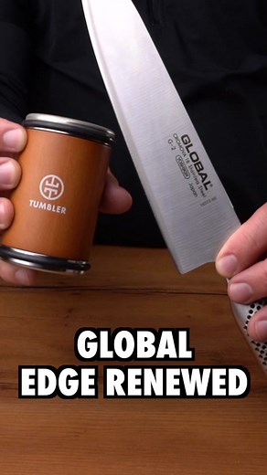 Restoring the edge on a Global Chef's knife with Tumbler Rolling Sharpener #knifesharpening #tumblerusa #globalknife
