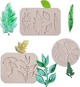 Leaf Fondant Molds, Ferns Silicone Chocolate Mould, Roses Flower Leaves for Cake Decorating Cupcake Topper Candy Sugar Gum Paste Resin Polymer Clay