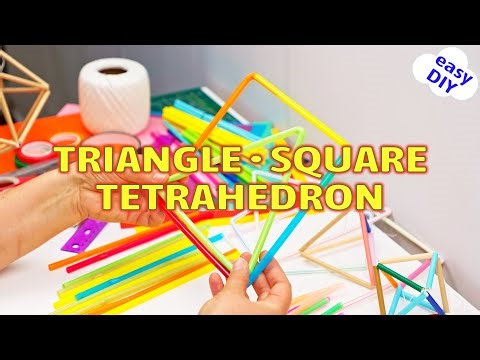 Easy Straw Crafts for Kids | TRIANGLE, SQUARE & TETRAHEDRON — NO GLUE