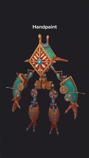 Stylized Wooden Robot – 3D Model and Handpainted Version