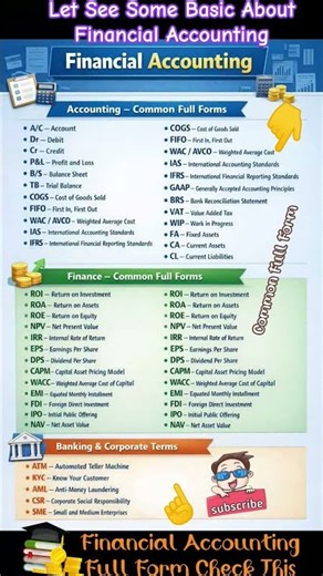 Financial accounting Common full forms🔥| Accounting Basics in Hindi | Shorts#trending#viral#shorts#