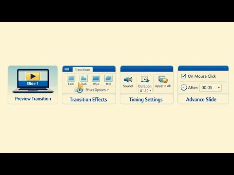 MS PowerPoint Transitions Tab | Groups and Commands with Simple Definitions