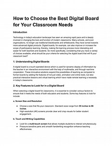 How to Choose the Best Digital Board for Your Classroom Needs(Article Posting) - SlideServe
