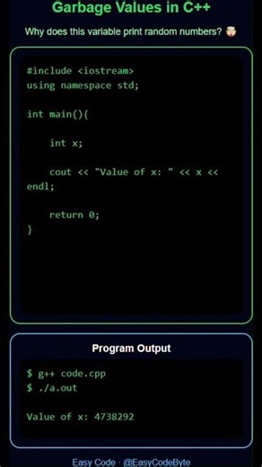 Garbage Value in C++ Explained in 30 Seconds | Uninitialized Variable