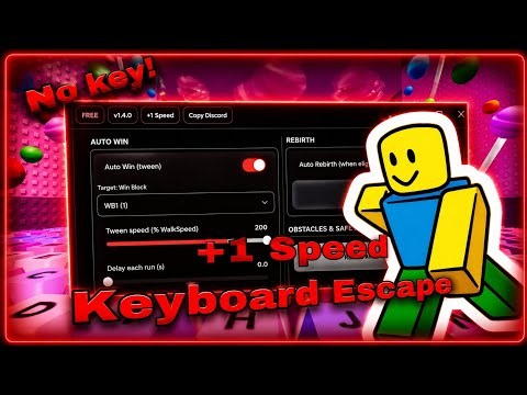 "NEW" (No key) +1 Speed Keyboard Escape Script in roblox - AutoWin, Autorebirth, AutoTreadmill &More