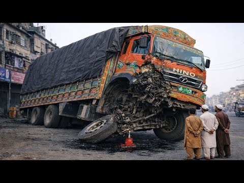 Part2 Pakistani mechanical parts cooperate to replace the damaged parts of this tronton truck