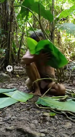 Caveman’s Sandals Broke #Caveman #PrimitiveLife #Lifehack #SurvivalSkills #NatureDIY #Shorts