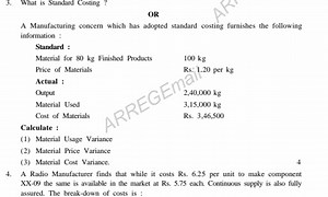 What is Standard Costing ?ORA Manufacturing concern which ha... | Filo