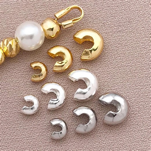 50pcs Crimp Bead Cover 3/4/5mm Real 18K Gold Plated Brass Half Round Open Crimp Beads Knot Covers End Tip Caps for DIY Crafts Jewelry Making - Etsy UK