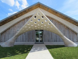 hypargate installation in france revives the ancient art of stereotomy