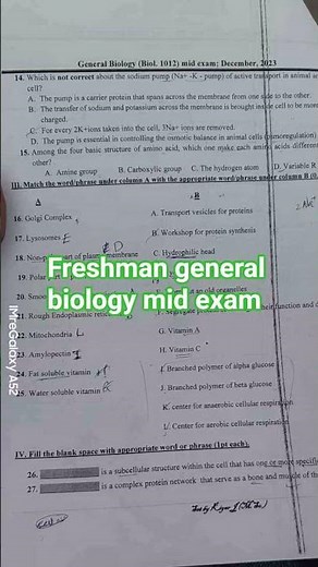 #freshman general biology mid exam #ethiopia freshman general biology mid exam