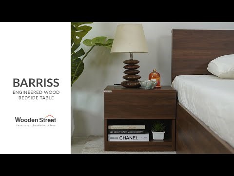 Barriss Engineered Wood Bedside Table (Columbian Walnut Finish) | Bedside Table Design |WoodenStreet