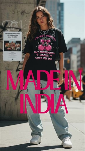 Confidence Looks Cute 🍒 | Oversized Graphic T Shirt India #Streetwear #Fashion