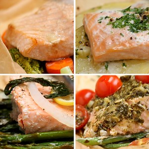 Parchment Baked Salmon 4 Ways | Recipes