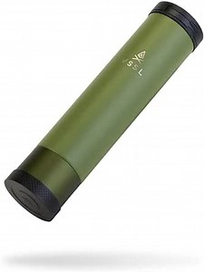 VSSL Insulated Flask, 8 oz Double-Walled Vacuum Sealed Stainless Steel, Leak-Proof Drinking Cap, Split Flip Carabiner for Easy Attachment, Predator Green