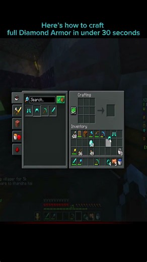 Here’s how to craft full Diamond Armor in under 30 seconds 💎 🛂 #shorts #minecraft #shortsfeed