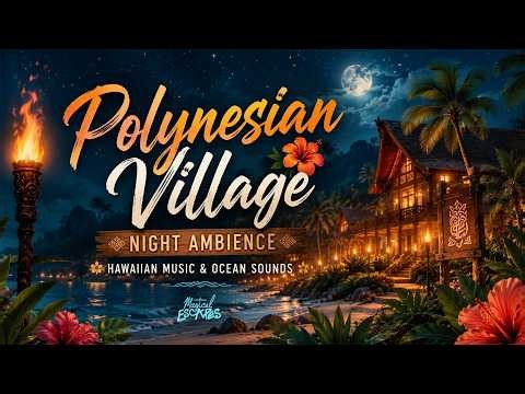 Polynesian Resort Nighttime Ambience | Cozy Hawaiian Sleep Music 🌙