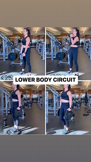 Elise Young on Instagram: "LOWER BODY CIRCUIT • GYM EDITION 6 exercises in this lower body circuit! SAVE THIS ONE!🔥 6 exercises, 8-12 reps per exercise, 4x. EXERCISES ⚡️Deadlift (lower body pull), you can also do this with a barbell or double dumbbells. ⚡️Goblet Squat (lower body push) alternatives: back squat, leg press. ⚡️Elevated Reverse Lunges (lower body push) alternatives: barbell lunges, bodyweight lunges ⚡️Single leg deadlifts (lower body pull) ⚡️Weighted bridges (lower body pull) alter