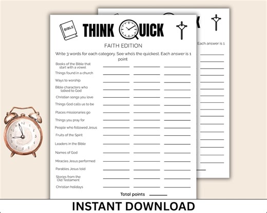 Think Quick Bible Game, Christian Party Game, Bible Game for Teens, Church Games, Bible Games for Adults, Bible Games for Seniors - Etsy