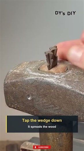 Step-by-Step Guide: Installing a Metal Wedge in a Hammer Handle #worker #process #tutorial