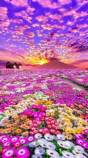 Breathtaking Flower Fields at Sunset | 4K Ultra HD Nature Relaxation