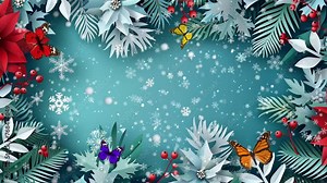 summer merry christmas and happy new year border frame. seamless looping overlay 4k virtual video animation background
