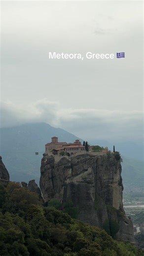meteora is monasteries built on top of giant rock formations in central greece. it looks completely unreal in person. did it as a day trip from athens 4-5h train each way, totally worth it. one of those places that just quietly gets to you. if you’re spending time in athens, add a day for this 🤍 📍 Meteora, Greece #greece #meteora #greecetravel #daytrip #traveltiktok