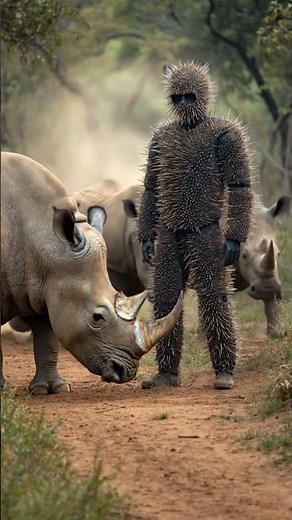 Man vs Rhino #animals #fight #safari #trending #viral #shorts #scary #horror